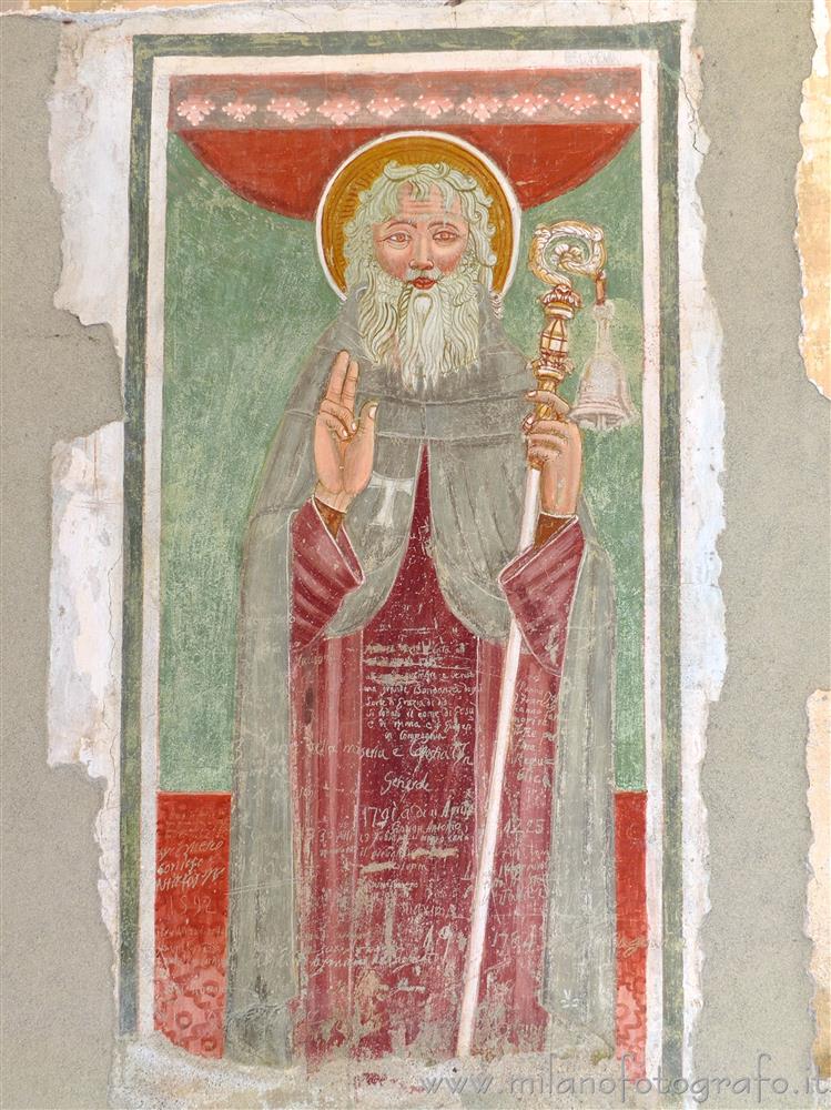 Lenta (Vercelli, Italy) - Fresco of St. Anthony Abbot on the counterfacade of the St Stephen's Church